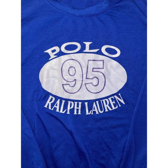 Vintage Polo 95 Ralph Lauren Sweatshirt Pullover Crewneck Spell Out Size S - Picture 2 of 6